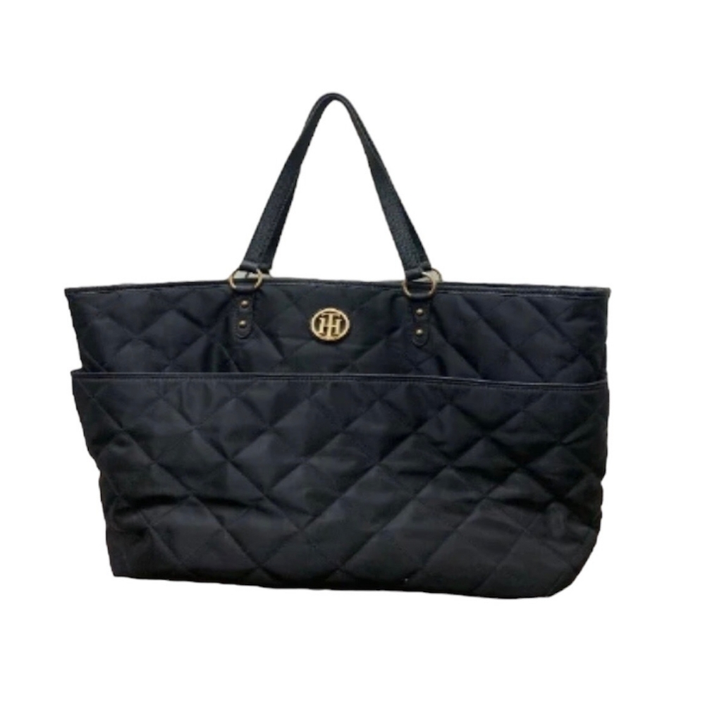 Tommy Hilfiger Black Quilted Tote Bag